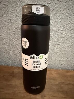 ello Matte Black Insulated Water Bottle 22 oz NEW